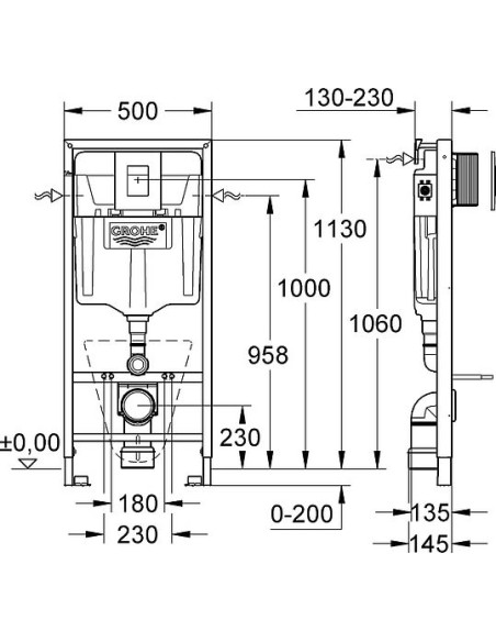 Grohe iebūvējams wc poda rāmis Rapid SL 38775001 - 16 Grohe iebūvējams wc poda rāmis Rapid SL 38775001 - 16
