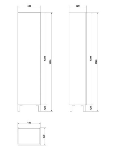 Cersanit augsts skapis Smart, pelēks, 40x170cm - 4