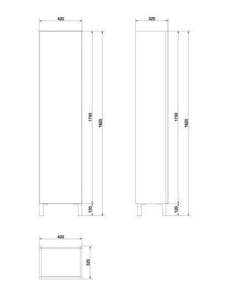 Cersanit augsts skapis Smart, pelēks, 40x170cm - 4