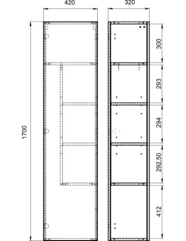 Cersanit augsts skapis (penālis) Smart, balts - 7