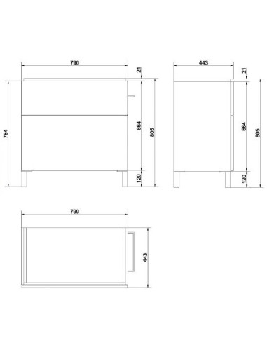 Cersanit skapītis izlietnei Smart 80, pelēks - 4