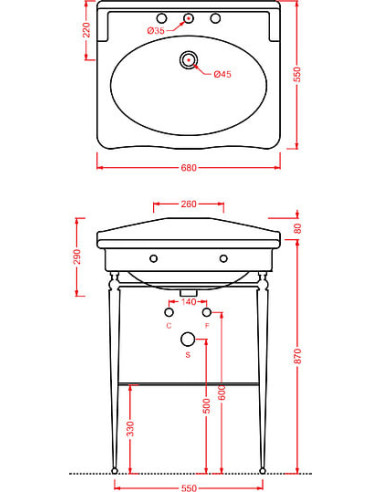 ArtCeram izlietnes konsole Hermitage HEA015 71 - 4