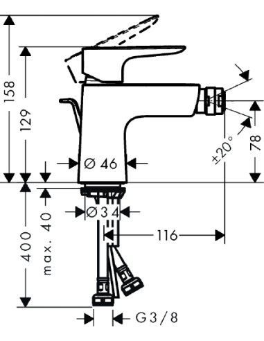 Hansgrohe bidē jaucējkrāns Talis E 71720670
