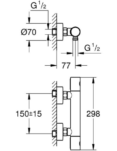 Grohe termostata jaucējkrāns dušai Grohtherm 1000 Cosmopolitan 34065A02 - 3