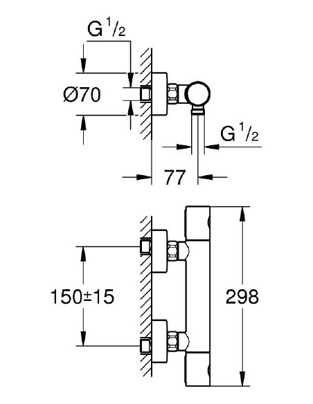 Grohe termostata jaucējkrāns dušai Grohtherm 1000 Cosmopolitan 34065A02 - 3 Grohe termostata jaucējkrāns dušai Grohtherm 1000 Cosmopolitan 34065A02 - 3