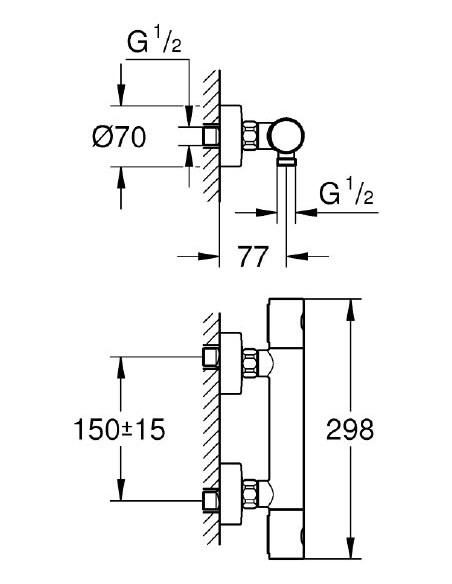 Grohe termostata jaucējkrāns dušai Grohtherm 1000 Cosmopolitan 34065AL2 - 3