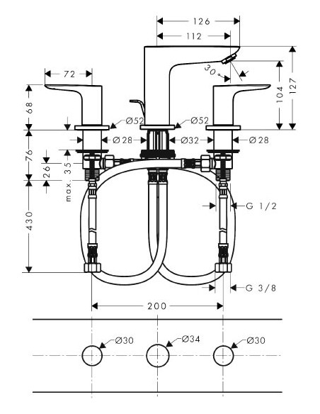 Hansgrohe izlietnes jaucējkrāns Talis E 71733670