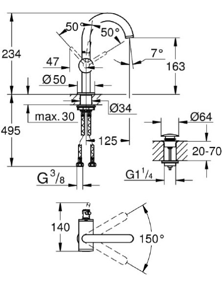 Grohe izlietnes jaucējkrāns Atrio New 32043AL3 - 4