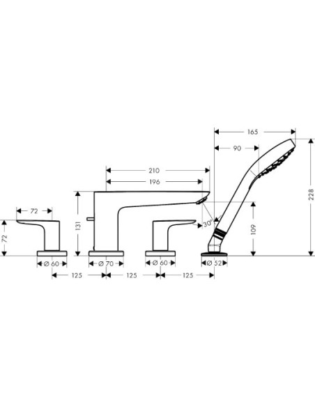 Hansgrohe jaucējkrāns uz vannas malas Talis E 71748670