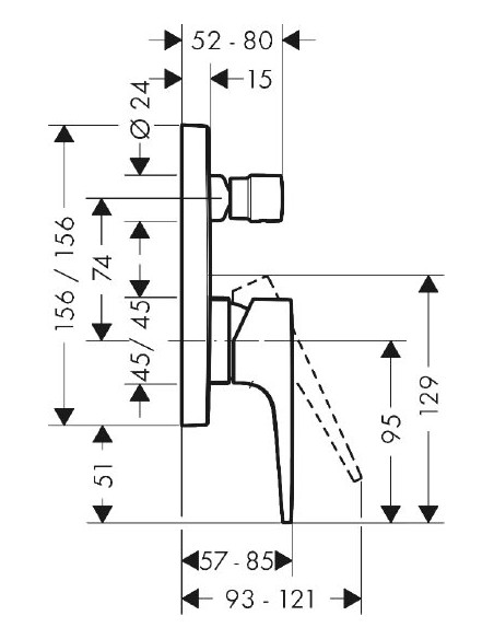 Hansgrohe jaucējkrāns vannai ar dušu Metropol 32545670