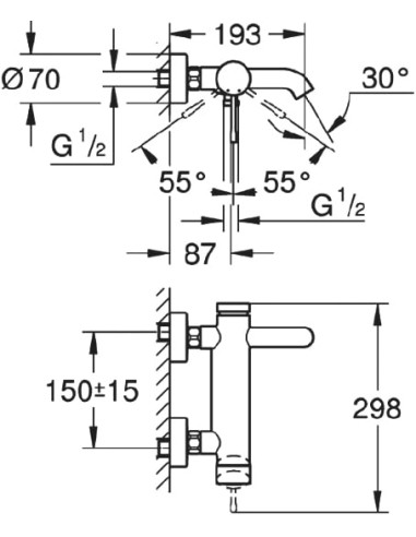 Grohe jaucējkrāns vannai ar dušu Essence New 33624AL1 - 3