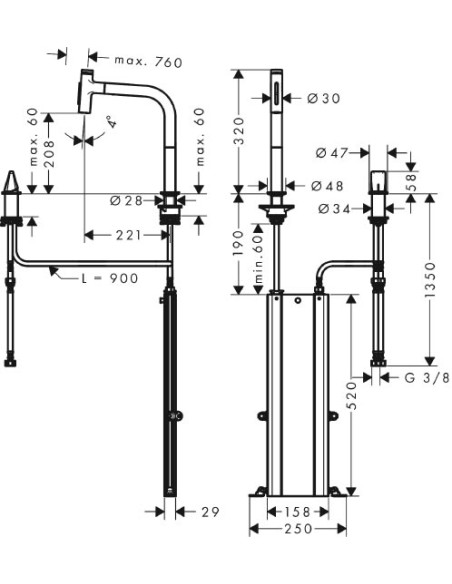 Hansgrohe virtuves jaucējkrāns Metris Select 73818670