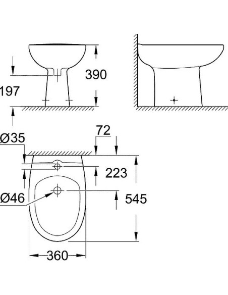 Grohe gridas bidē Bau Ceramic 39432000 - 4 Grohe gridas bidē Bau Ceramic 39432000 - 4