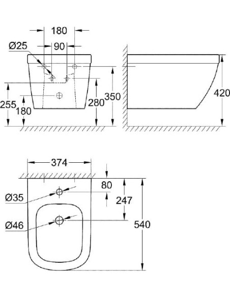 Grohe piekaramais bidē Euro Ceramic 39208000 - 3