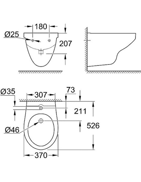 Grohe piekaramais bidē Bau Ceramic 39433000 - 6 Grohe piekaramais bidē Bau Ceramic 39433000 - 6