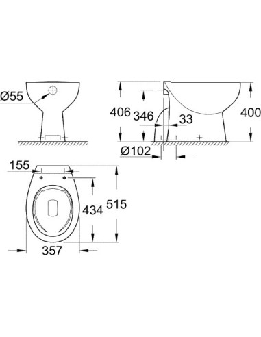 Grohe grīdas pods Bau Ceramic 39431000 - 3