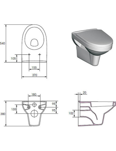 Cersanit pie sienas piekaramais pods Olimpia B - 7