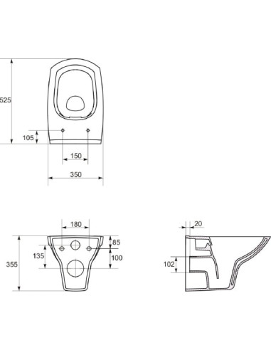 Cersanit pie sienas piekaramais pods Carina new clean on - 15