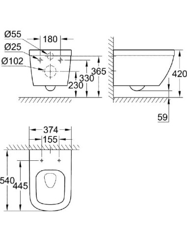 Grohe pie sienas piekaramais pods Euro Ceramic 39328000 - 10