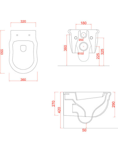 ArtCeram pie sienas piekaramais pods Hermitage HEV010 01 00 - 4