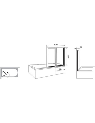 Ravak vannas aizkars VS2 105 - 6