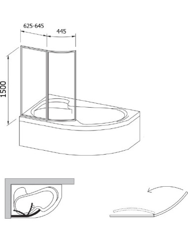 Ravak vannas aizkars VSK2 Rosa 170 L - 5