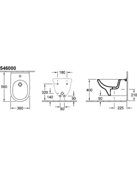 Villeroy & Boch piekaramais bidē O'Novo 5460 0001 - 6 Villeroy & Boch piekaramais bidē O'Novo 5460 0001 - 6