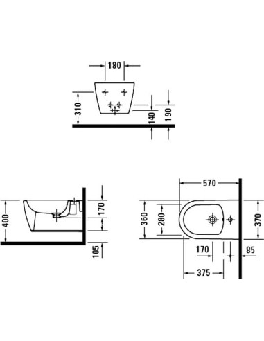 Duravit piekaramais bidē ME by Starck 228815