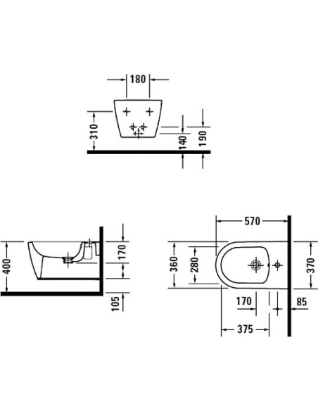 Duravit piekaramais bidē ME by Starck 228815