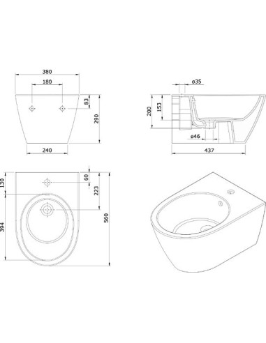 Sanindusa piekaramais bidē Sanlife 136450
