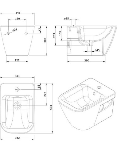 Sanindusa piekaramais bidē Look 134450