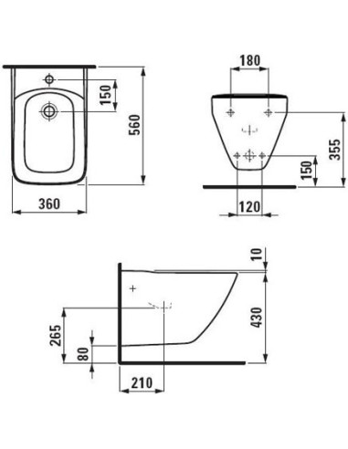 Laufen piekaramais bidē Palace 8.3070.1.000.302.1 - 7