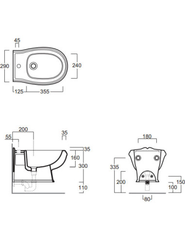 Simas piekaramais bidē Arcade AR 843