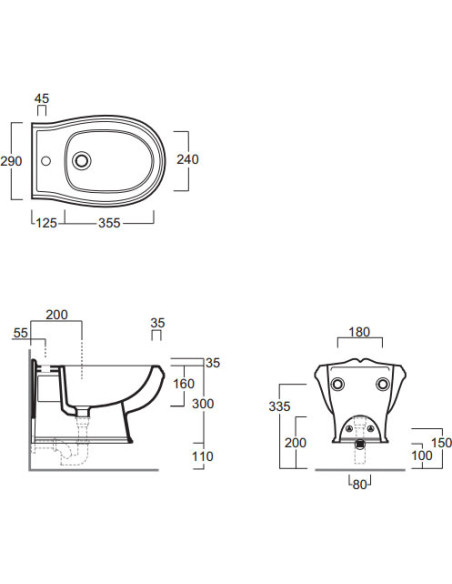 Simas piekaramais bidē Arcade AR 843