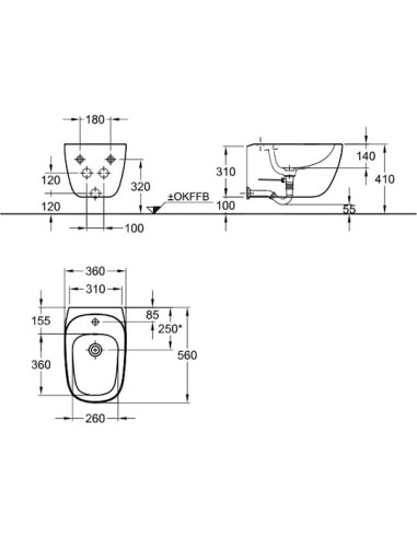 Keramag piekaramais bidē Citterio 233550