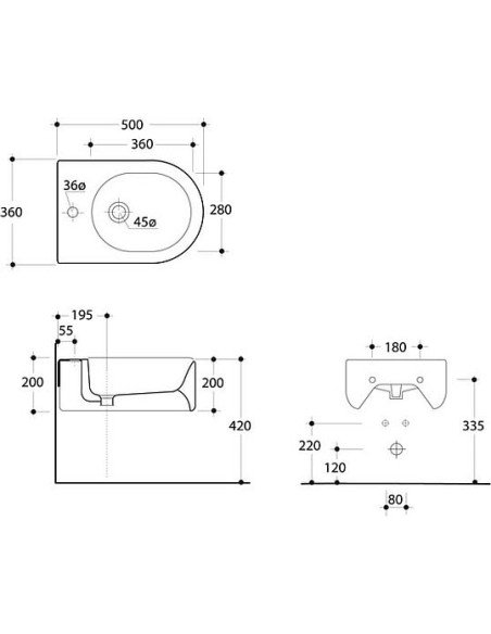 Kerasan piekaramais bidē Flo 312501 - 9 Kerasan piekaramais bidē Flo 312501 - 9
