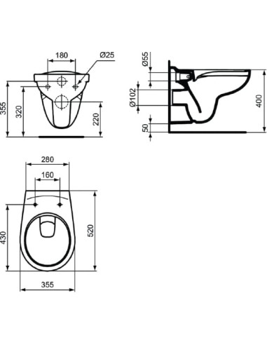 Ideal Standard pie sienas piekaramais pods...