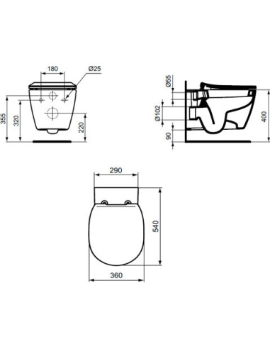 Ideal Standard pie sienas piekaramais pods...