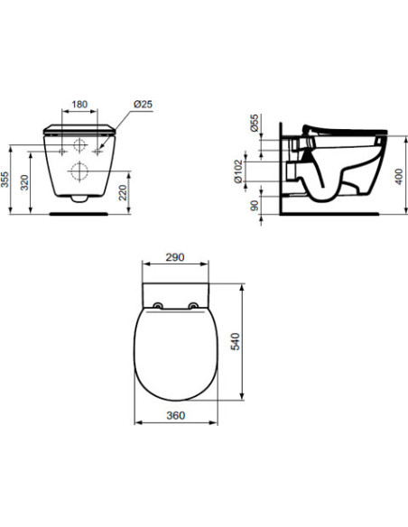 Ideal Standard pie sienas piekaramais pods Connect AquaBlade E047901