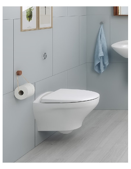Estetic 8330 sienas WC ar SoftClose vāku, CeramicPlus, Hygienic Flush, balts