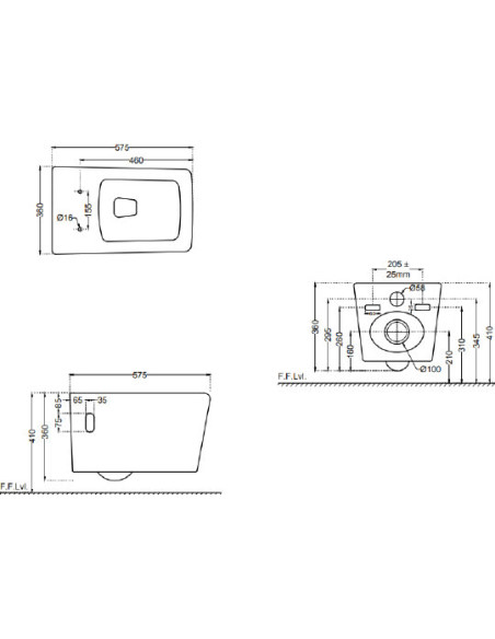 Jaquar pie sienas piekaramais pods Aria ARS-WHT-39951