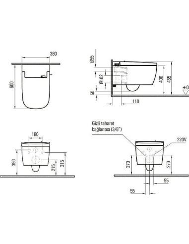 VitrA pie sienas piekaramais pods V-Care 5674B003-6103 - 10