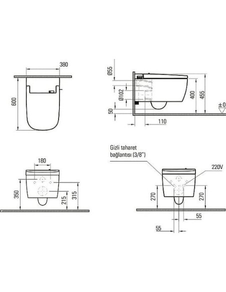 VitrA pie sienas piekaramais pods V-Care 5674B003-6103 - 10