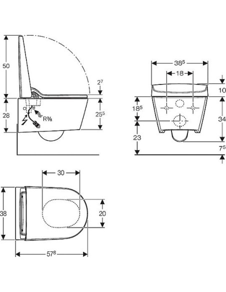 Geberit pie sienas piekaramais pods AquaClean Sela 146.145.11.1