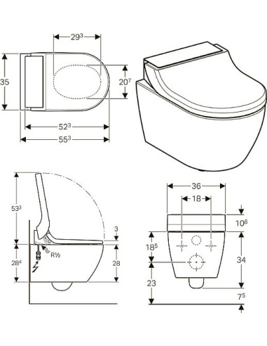 Geberit pie sienas piekaramais pods AquaClean...