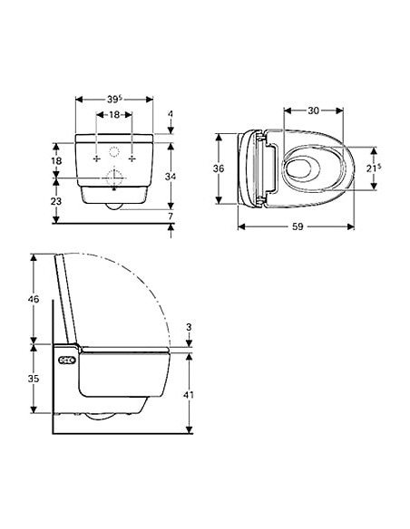 Geberit pie sienas piekaramais pods AquaClean mera comfort 146.214.11.1
