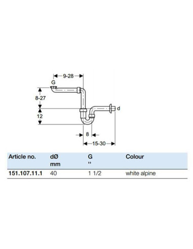 Geberit izlietnes sifons vietu taupošs D40 - 1...