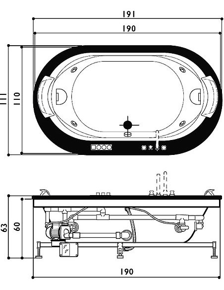 Jacuzzi akrila vanna Opalia Wood
