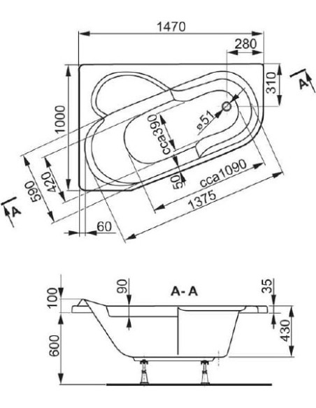 Vagnerplast akrila vanna Selena 147