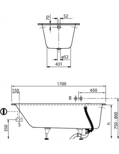 Villeroy & Boch akrila vanna Oberon UBQ170OBE2V-96 - 3